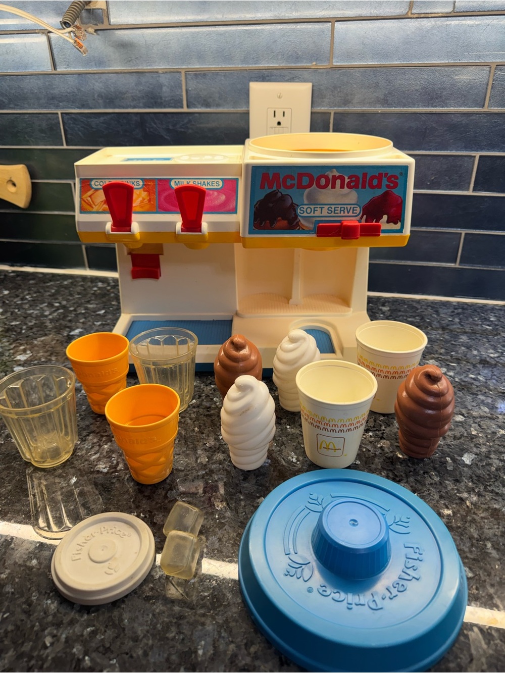 Vintage Fisher Price McDonalds Ice Cream Soda Fountain Playset Near Complete Lot